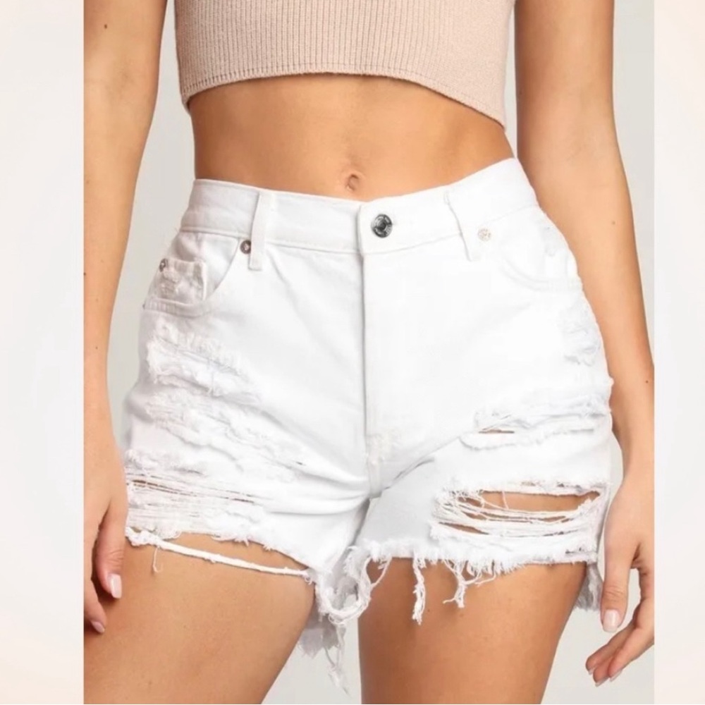 NWT Free people Maggie Distressed Denim Shorts White Size 28